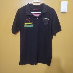 Rare VTG 90s PUMA Scuderia Ferrari Pirelli Short Sleeve Cotton Pique Polo L